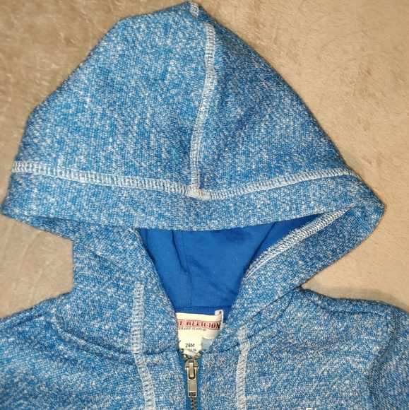 True Religion | Baby/ Kids Zip Up Hoodie Sweatshirt Marled Blue Size 24 months - Picture 5 of 10